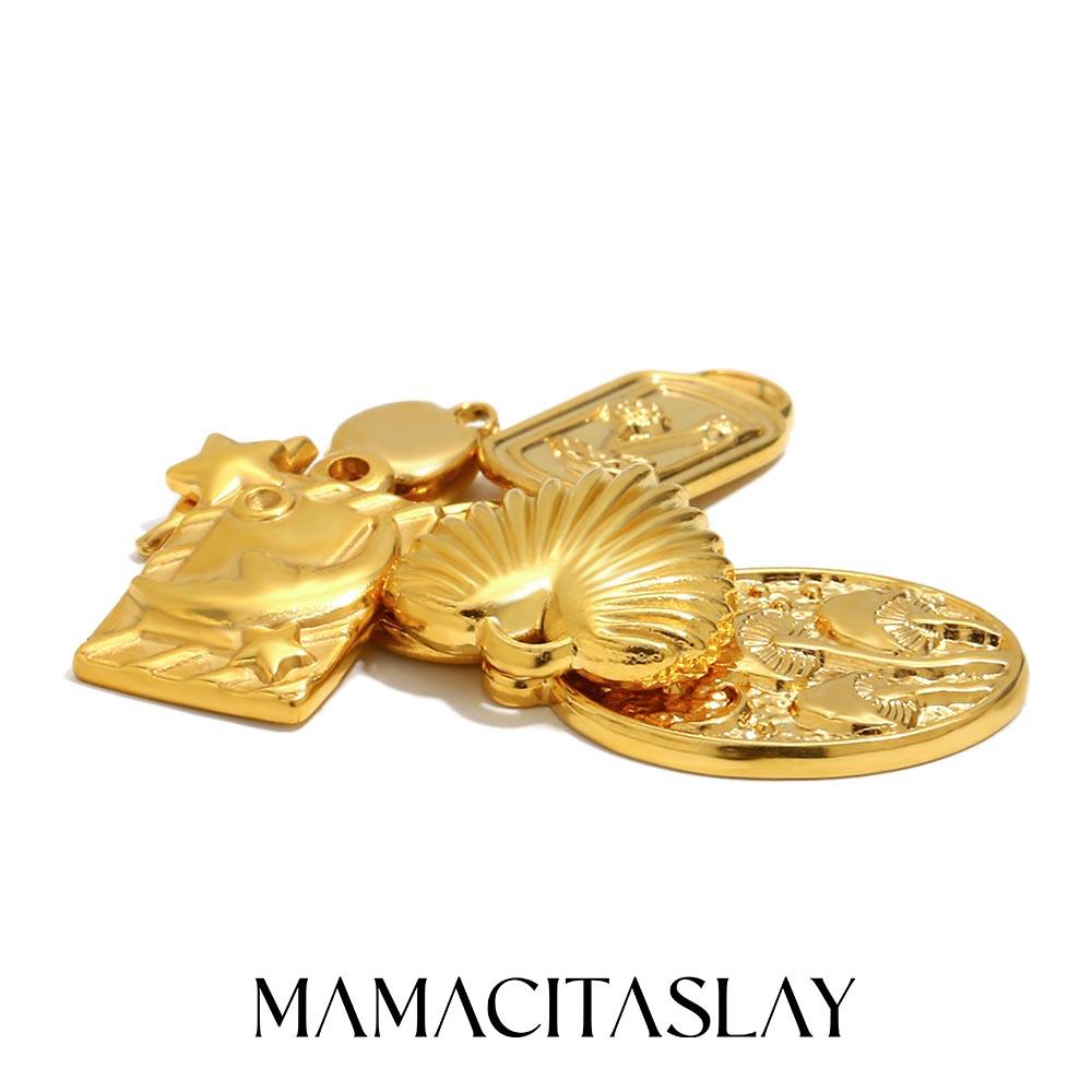 MamacitaSlay 316L Stainless Steel Heart Flower Relief Charms Earrings Necklace Bracelet DIY Accessories Waterproof Jewelry Gifts
