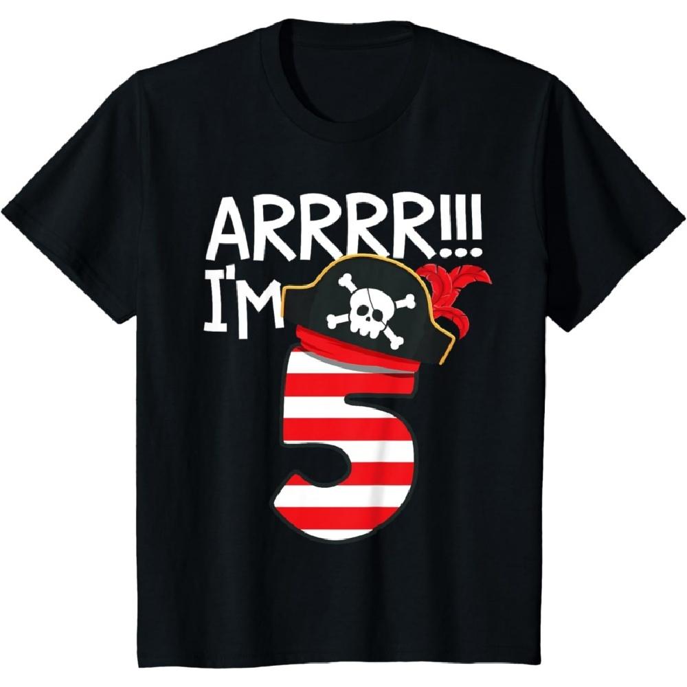 

Kids Arrr I m 5, Cool Pirate Theme 5th Birthday Party Boys Girls T-Shirt XXXXXL чёрный