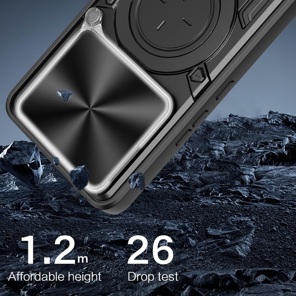 עבור Xiaomi Poco M8 Pro 5G/Redmi Note 15 Pro+ 5G (גלובלי) כיסוי טלפון TPU + PC עם מעמד, חלון שקופל למצלמה