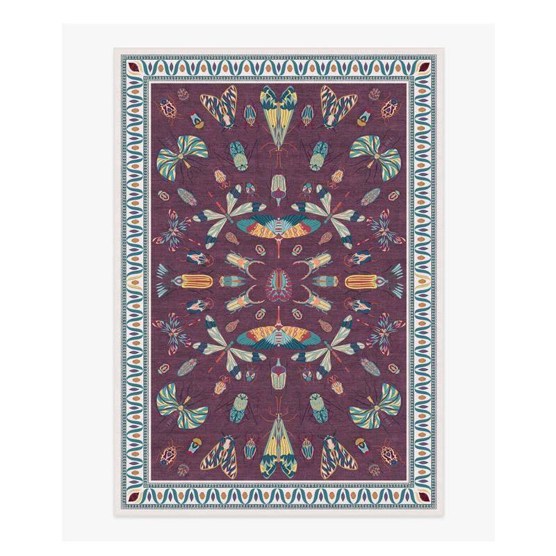 

Living Room Carpet Butterfly Rose Burgundy Rug Machine Washable Non-Slip Large Area Soft Bedroom Floor Mat Home Decor 50x80cm