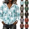 Women's Long Sleeve Christmas Print Pullover Hoodie with