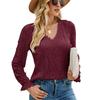 Autumn New Women's Solid Color Hollow Lace Long Sleeve Sexy Knit Lace Top, Amazon Europe America Cross-border Style
