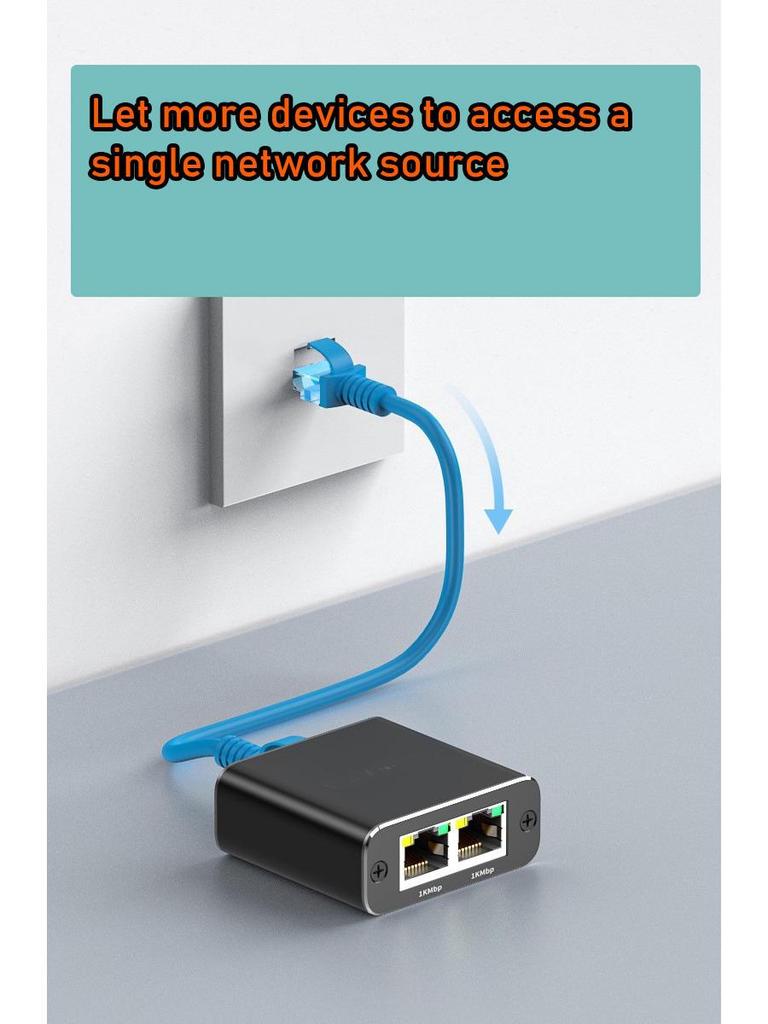 RJ45 Gigabit Network Cable Splitter 1-to-3 Adapter for Broadband Routing