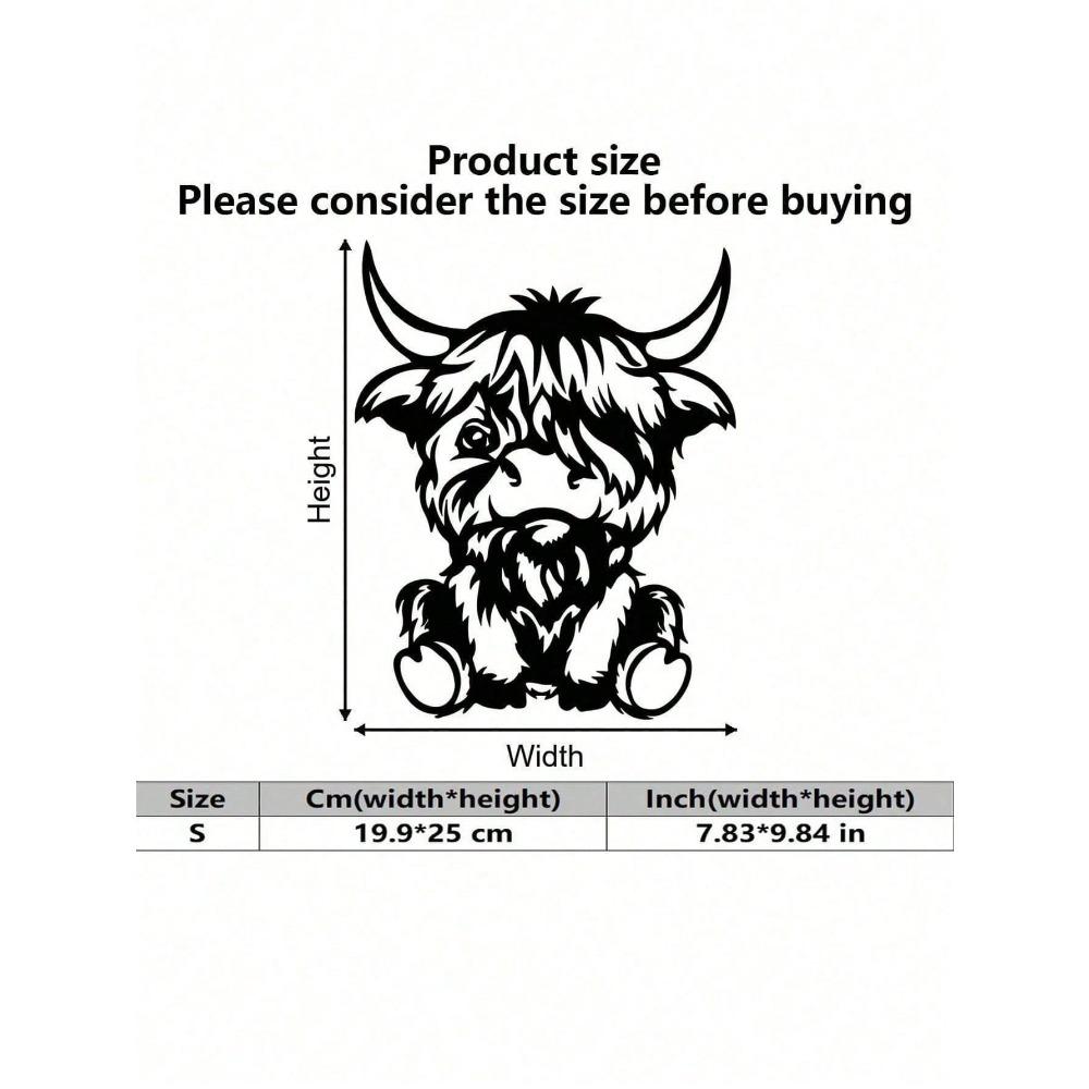 Metal Wall Art Highland Cow Sculpture Rustic Home Decor Gift for Farmhouse Office Living Room Birthday