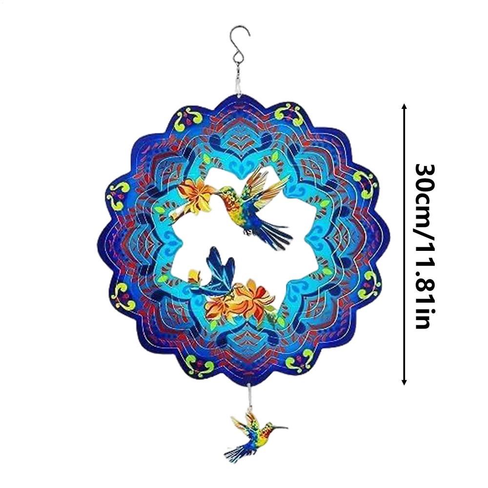 Metal Wind Spinners Hummingbird Turtle Wind Sculpture for Yard and Garden Rustic Hangable Metal Art Decor for Backyard Porch