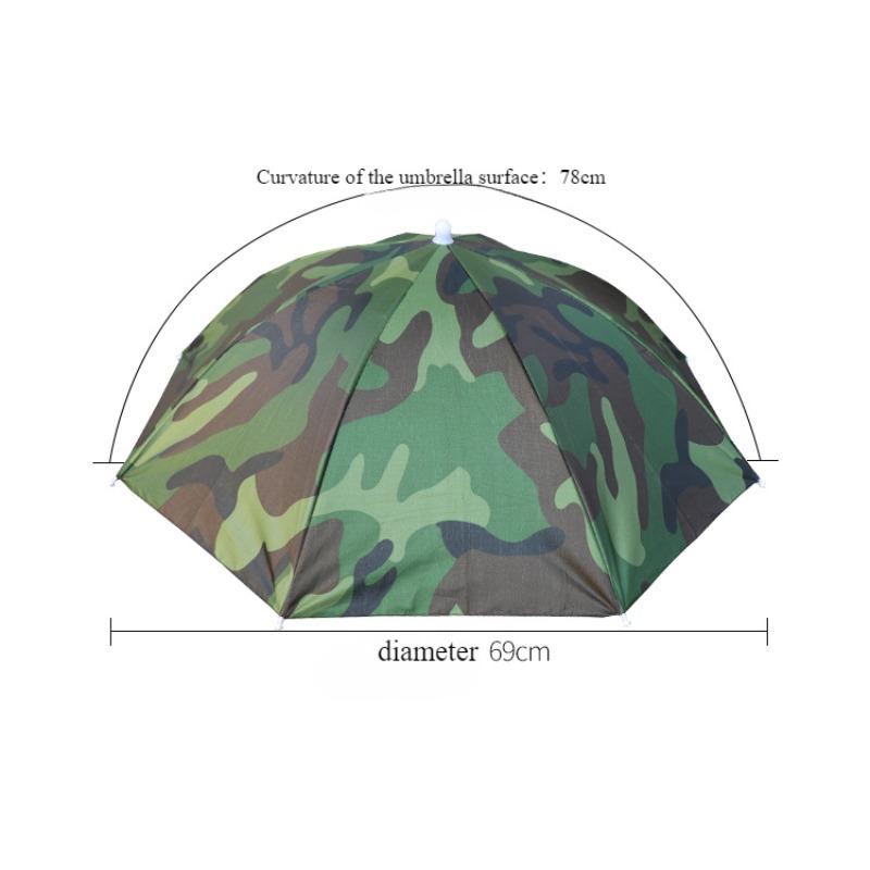 Wasserdichter Angelhut, Camping-Regenschirm, großer Kopfschirm, 69 cm Durchmesser, faltbar