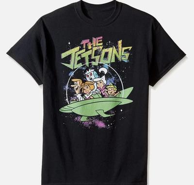 Maglietta THE JETSONS Così Divertente Cartone Animato Cotone Nero Tutte le Taglie Unisex S-5XL