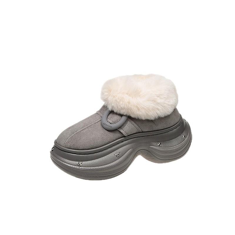 Indoor home velvet thick-soled bag and cotton shoes, women's winter warm plush mouth stepping on shit feeling confinement cotton shoes