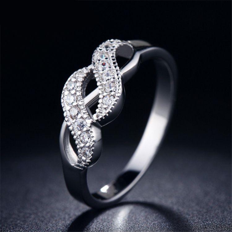 Spiral Fashion Double Jewelry High Quality Womens Ring Shiny Silver Four Sizes