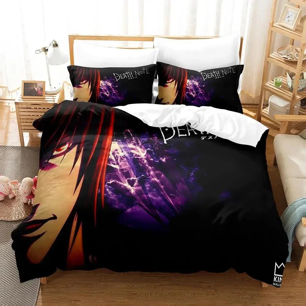 3D Print Death Note Anime Bedding Set Boys Girls Twin Queen King Size Duvet Cover Pillowcase Bed Boys Adult Home Textileextile