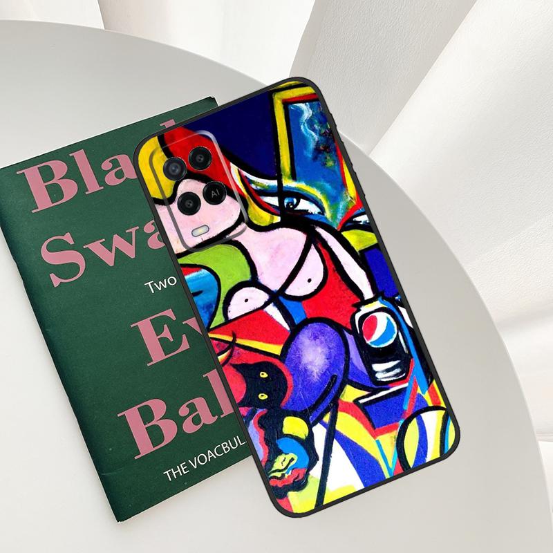 Picasso Abstract painting Art Case For Oppo A54 A74 A94 A54S A57S A15 A16 A17 A52 A72 A76 A96 A58 A78 A98 A77 A5 A9 Cover