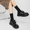 Plateauschuhe aus Leder mit dicker Sohle für Damen, neuer Stil, College-Stil, Schleife, süße Mary-Jane-Schuhe, flacher Mund, Einzelschuhe