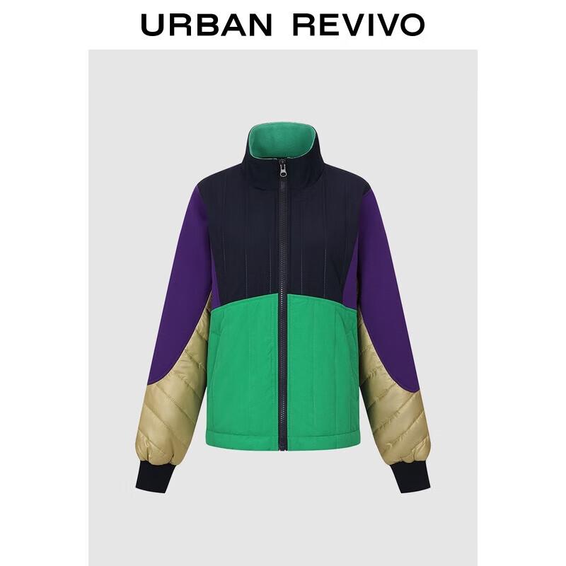 

UR 2025 Women s Color-Block Quilted Stand-Collar Padded Jacket S