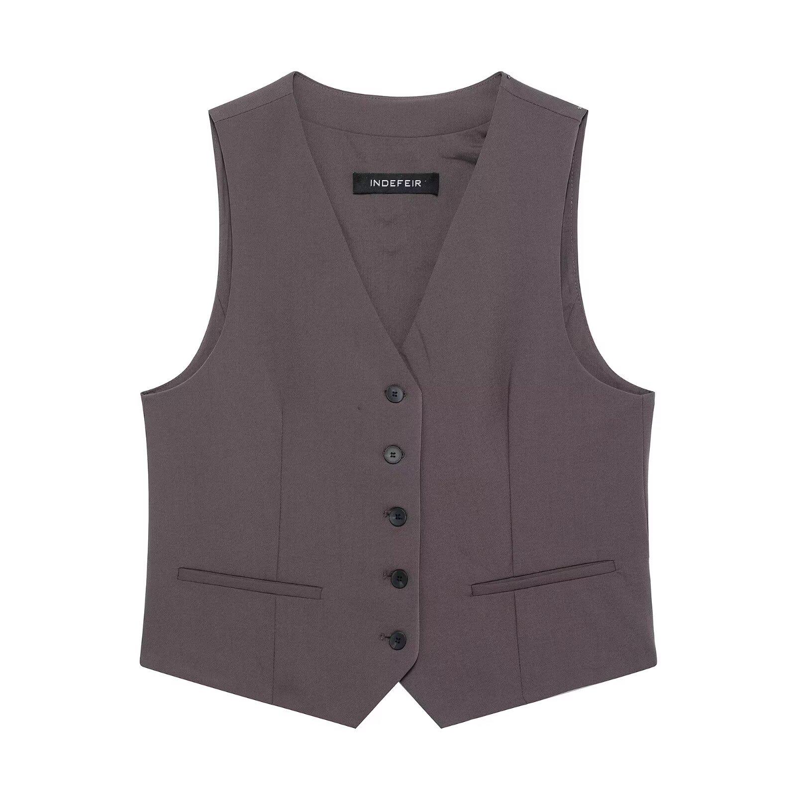 

Весна 2025 Женская Европейская и Американская Майка-Топ на Бретелях с V-образным Вырезом без Рукавов Medium