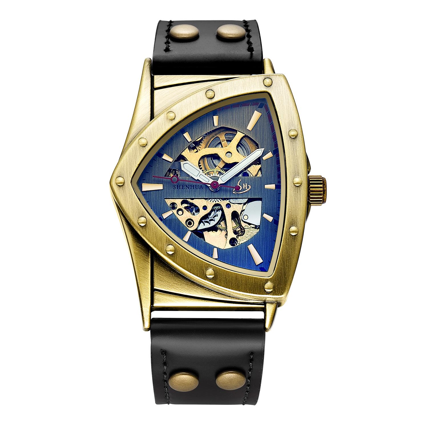 

Модные мужские часы Треугольные с вырезом Светящиеся Полностью автоматический механический механизм Механические часы reloj automático