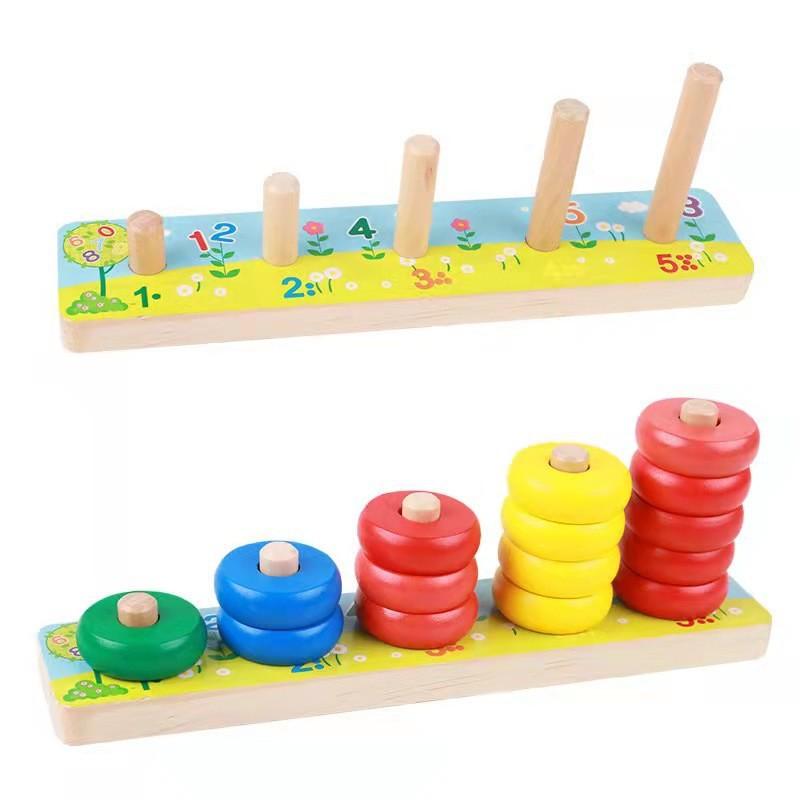 Baby Wooden Drag Digital Drag Small Train Building Block Shape Cognition Cartoon Animal Car Pairing Educational Toy