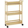 Bamboo Bathroom Shelf, 3-Tier, Storage Trolley with Wheels, 55 X 20 X 75 Cm, Natural