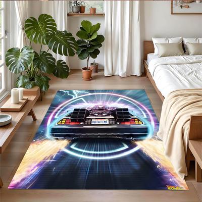 Anti‑Slip Crystal Velvet Floor Rug, Back To the Future Design Carpet for Indoor Living Bedroom Home Decoration