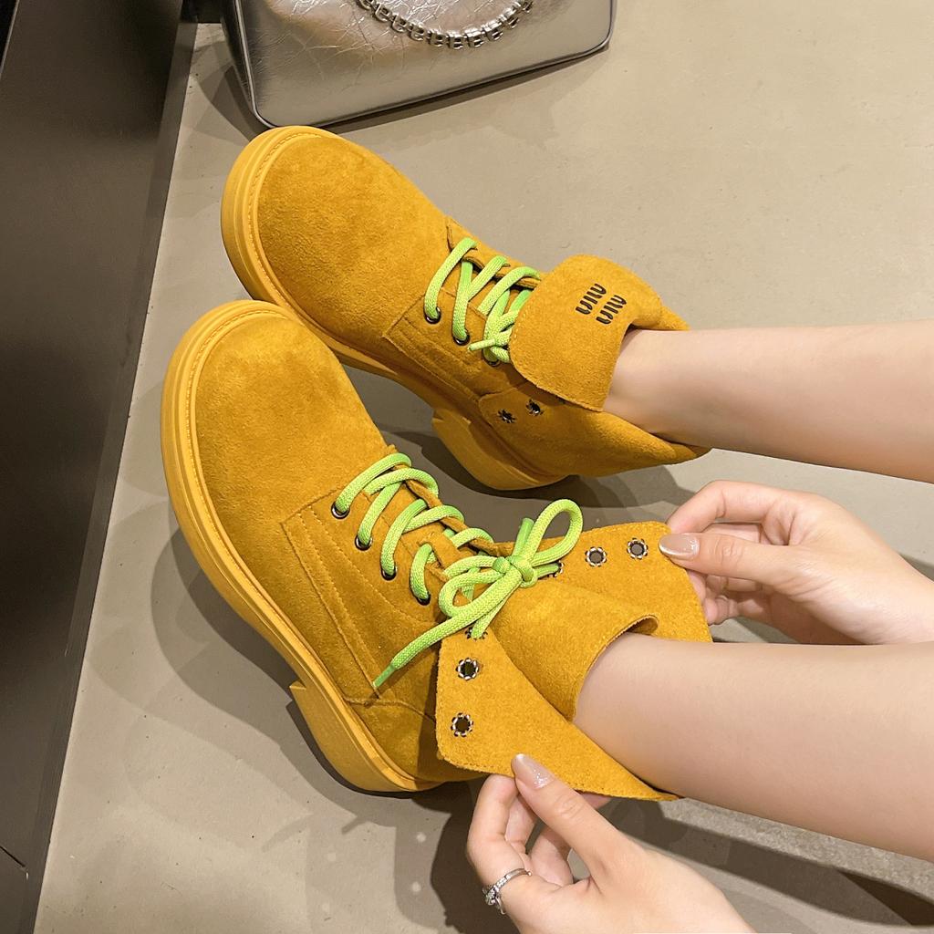 Martin Boots Damen Herbst und Winter neu süßer und cooler Wind dicksohlig erhöht dicker Absatz lässige Einzelstiefel Stiefeletten