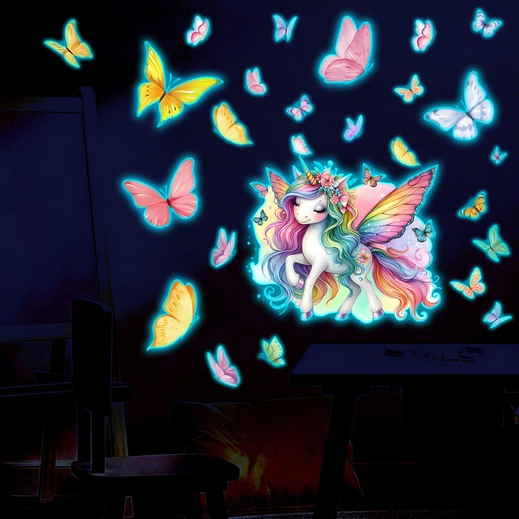 Creative Night Light Unicorn Bedroom Living Room Wall Beautification Stickers