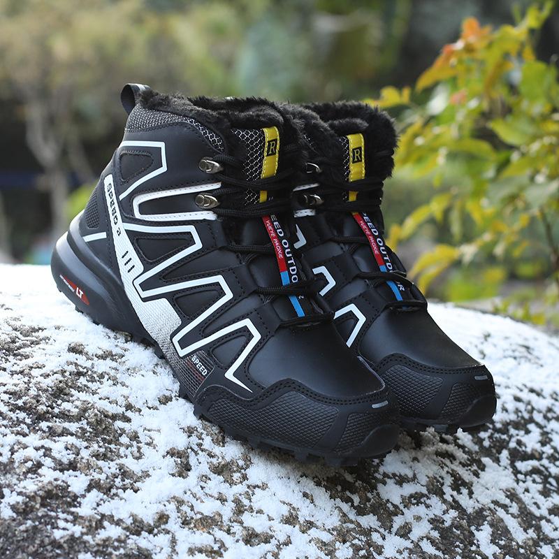 New hiking shoes men's velvet high-top large size breathable waterproof and non-slip outdoor leisure camping hiking shoes women