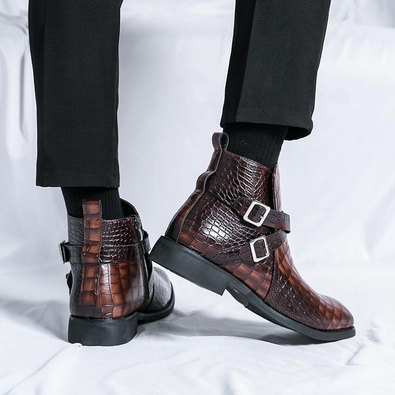 Luxury Design Chelsea Boots Men's Genuine Leather Ankle Boots Vintage Formal Mens Dress Shoes Black Brown Basic Boots