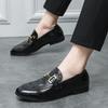 Britain Retro Men Pointed Crocodile Pattern Flats Oxford Leather Shoes Casual Loafers Formal Dress Footwear Zapatos Hombre