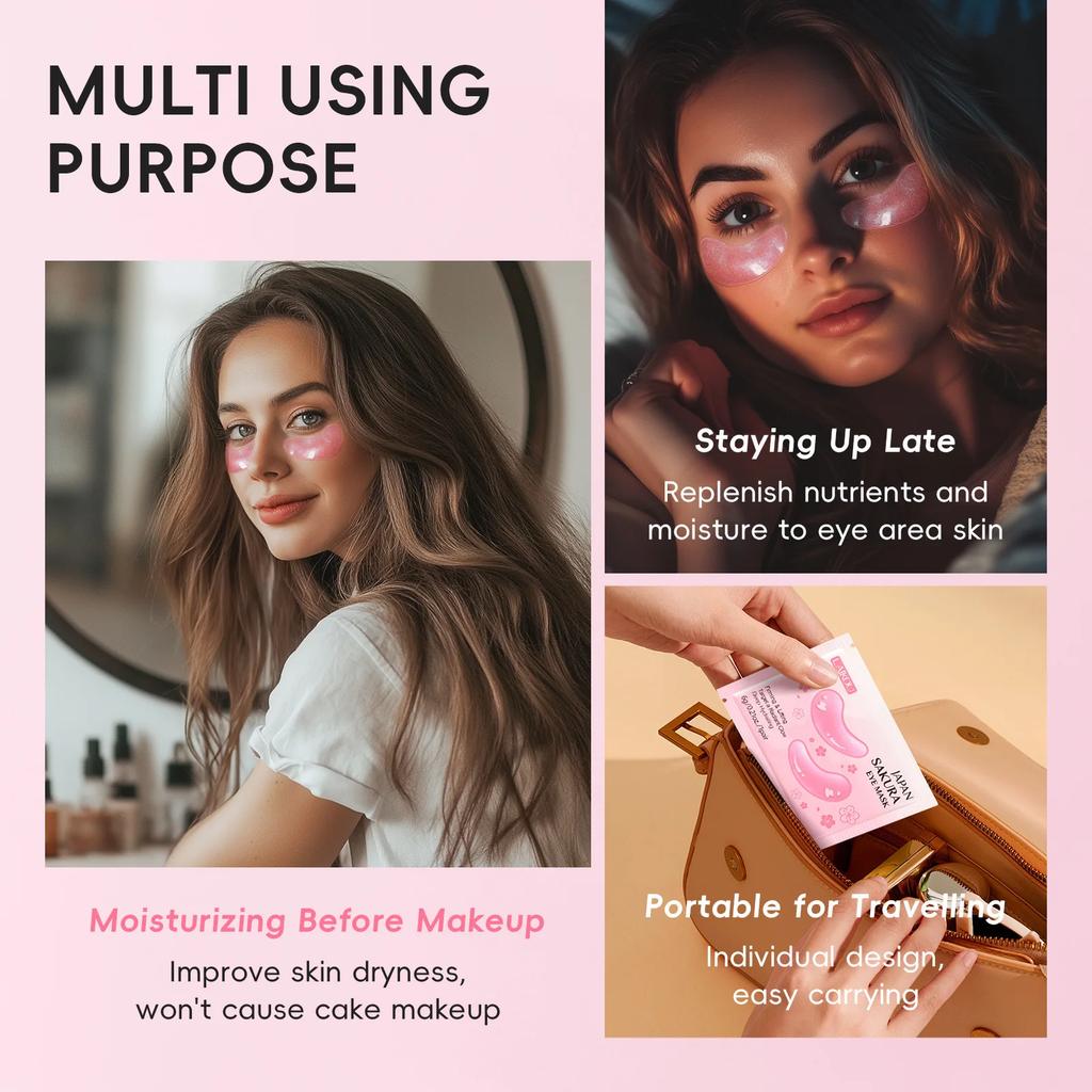 Mascarilla de Ojos Flor de Cerezo Hidrata la Piel Hidratación Profunda Reduce las Líneas Finas Segura Libre de Alergias Portátil