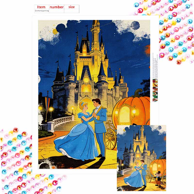 Disney Diamond Painting Kit Cinderella Prince Charming 5D DIY Diamond Art Home Bedroom Wall Decor Round 20x30cm