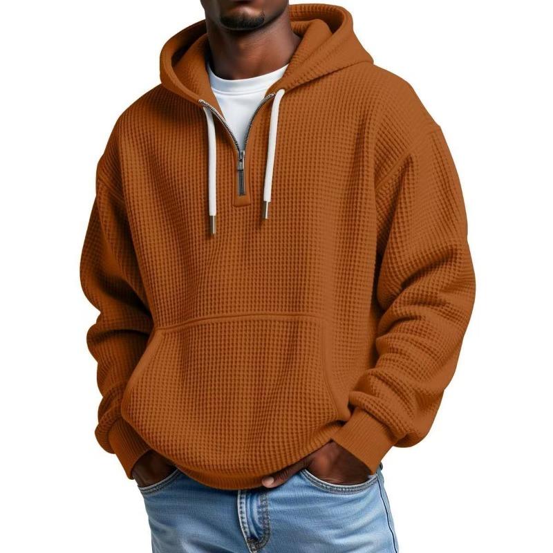 Herren S Locker geschnitten Waffelstrick Kapuzenpullover Einfarbig Lässig
