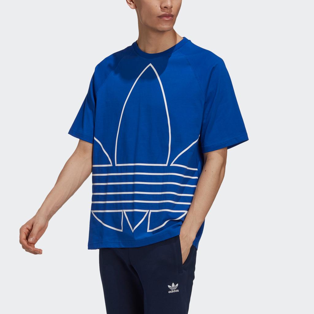 Adidas Originals Trefoil Logo Print Sports Crew Neck Short Sleeve T-Shirt Men Tops Blue GE6231