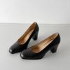Krazing Pot Cow Skin Round Toe High Heels Summer Shoes Big Size 41 Women Modern Pumps