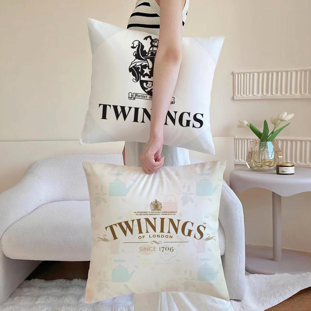 Elegant Red Brand T-Twinings Cushion Cover Pillowcase Short Plush Invisible Zipper Room Sofa Cushion Cover