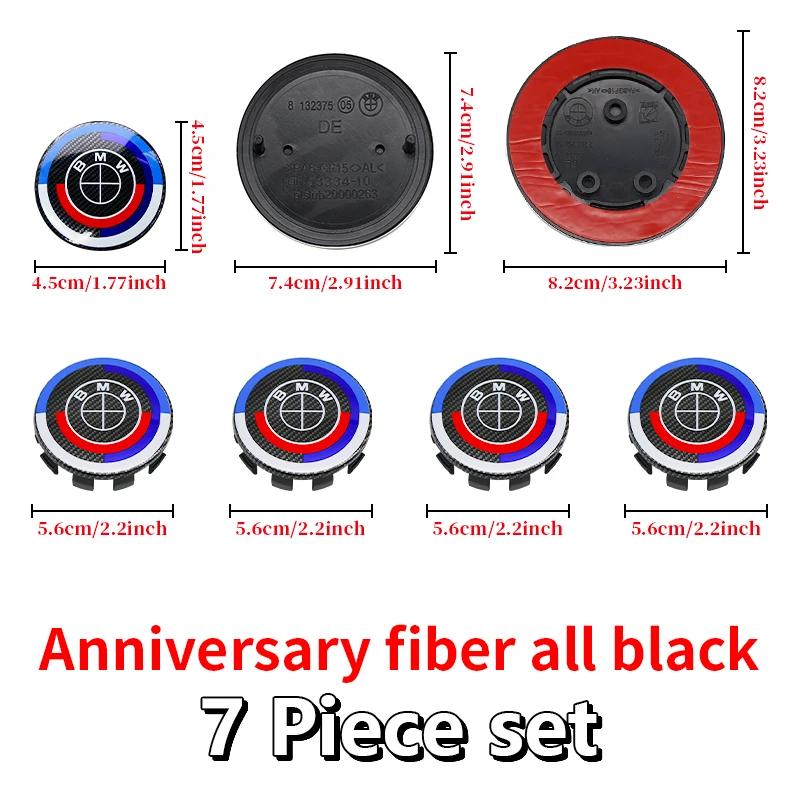 7Pcs 50th Anniversary Fiber Black Car Hood Front Rear Trunk Emblem Badge For BMW F20 E36 E46 X6 M4 E60 E93 E87 G01 G20 X3 X5 F30 FV7
