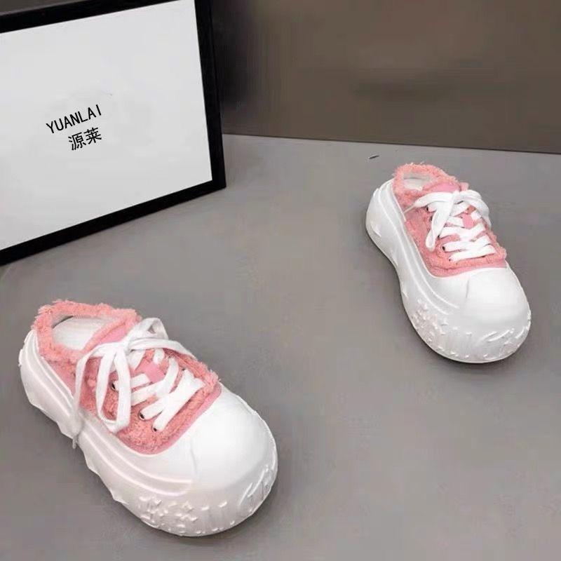 Denim big head muffin platform bread shoes women's spring new semi-drag small versatile shoes trend