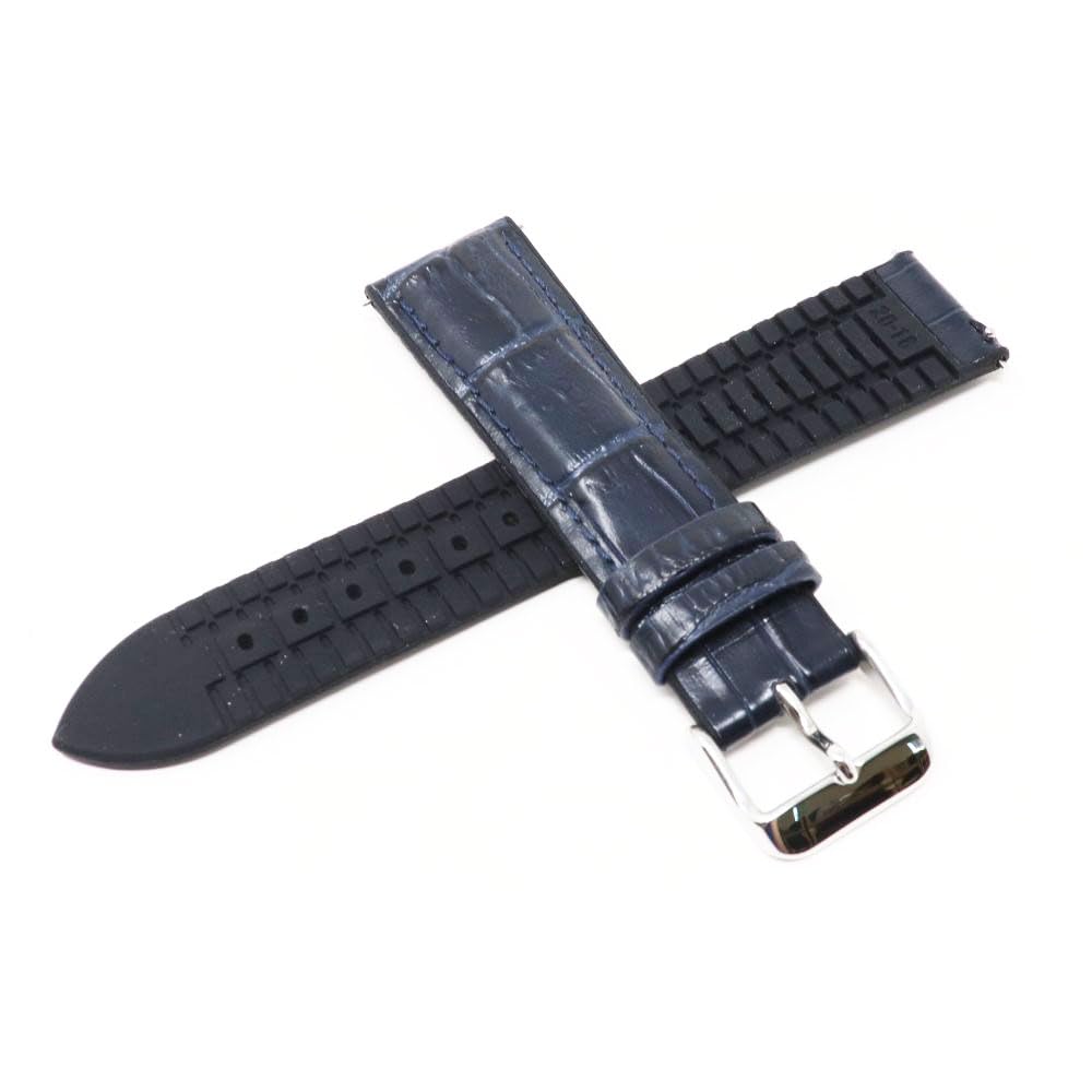 Seiko RS02C20NY 20mm Leather and Rubber Watch Genuine Navy Band,