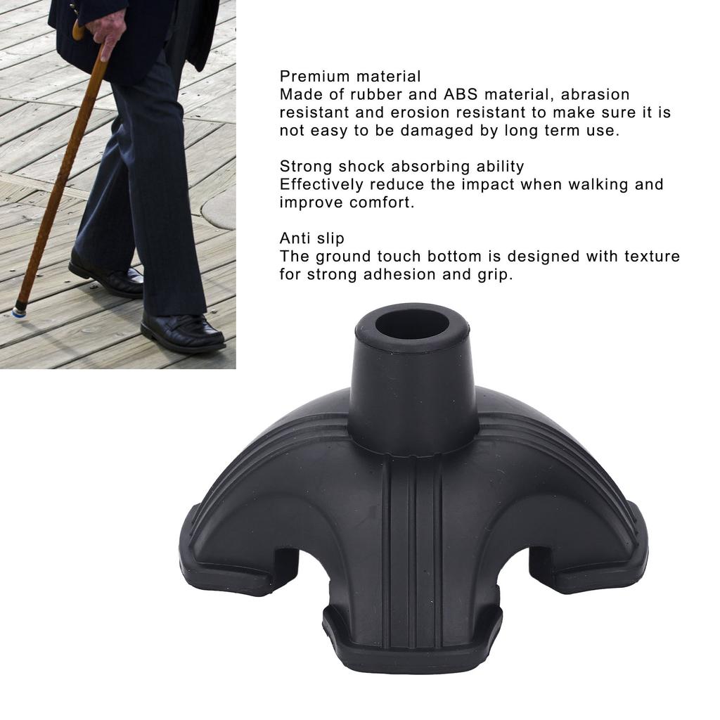 Vârf de baston cvadruplu din cauciuc antiderapant absorbant de șocuri bază de baston pentru seniori 19 mm baston de mers