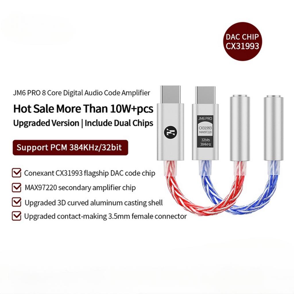 JCALLY CX31993 Hifi DAC Type-C To 3.5mm Digital Audio Decoding Portable Headphone Amplifier DAC Type C To 3.5mm LXDA JM6 Pro AMP