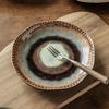 High-Value Kiln-Changed Bead Edge Ceramic Plate, Retro Style Tableware Plate Plate, Special-Shaped Plate, Household Vegetable Plate, Salad Plate.