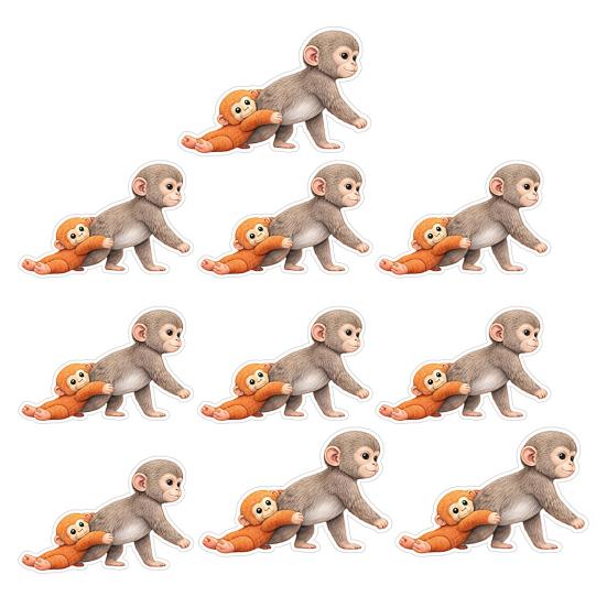 

10 Листов Смешные Обезьянки, Обнимающие Плюшевую Игрушку, Наклейки, Причудливые Виниловые Наклейки для Ноутбуков, Бутылок для Воды, Багажа, Скейтбордов, Водонепроницаемые Поделки DIY для Дома N