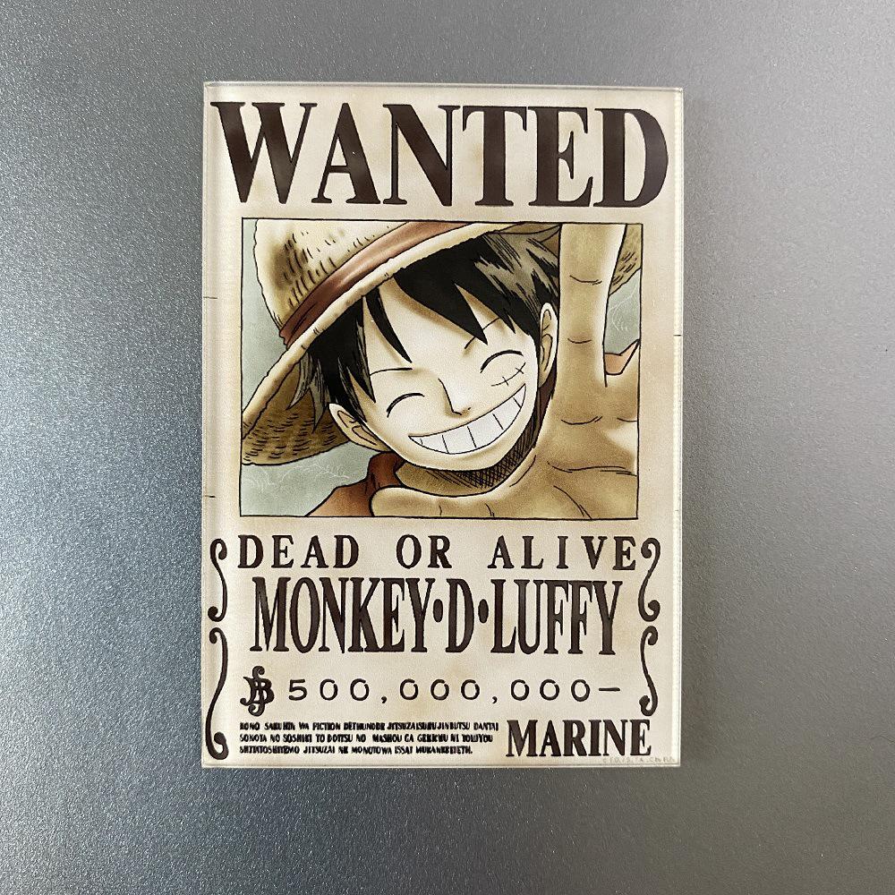 Kreativní magnet s plakátem Wanted z One Piece - Anime Kreslená Dekorace na ledničku & Samolepka na vzkazy