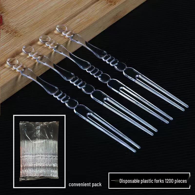 Nuoxian Transparent Disposable Plastic Fruit & Dessert Forks, 1200 Count