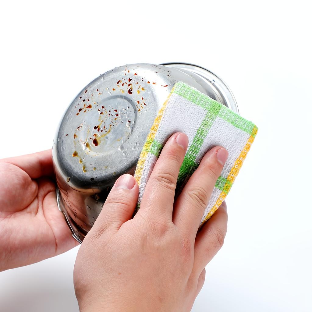 10pcs Dishcloths Waffle-pattern Plaid Kitchen Towels Kitchen Housekeeping Cleaning Cloth Highly Absorbent Quick-drying Lint-free