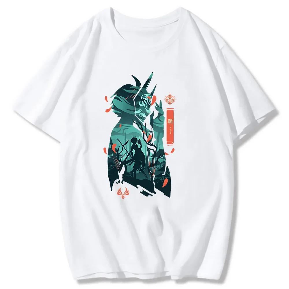 Genshin Impact T-shirt Xiao Kaedehara Kazuha Printed Tshirt Unisex Harajuku Retro Tshirt Top Wome's Short Sleeve