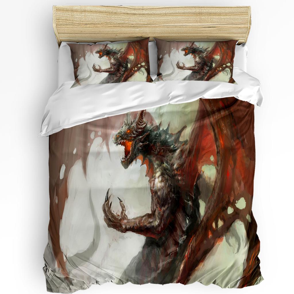 Drachen Bettwäsche Set Für Schlafzimmer Bett Zuhause Chinesisches Erbe Historisch Asiatisch Östliches Motiv mit Bettbezug Steppdeckenbezug und Kissenbezug
