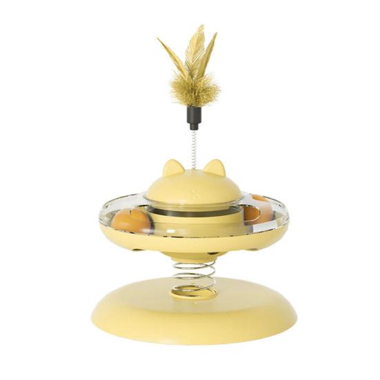 Turntable Funny Cat Toy with Dispenser Silent Smooth Built-in Food Track Anti-slip Base Cat Exercise Toy