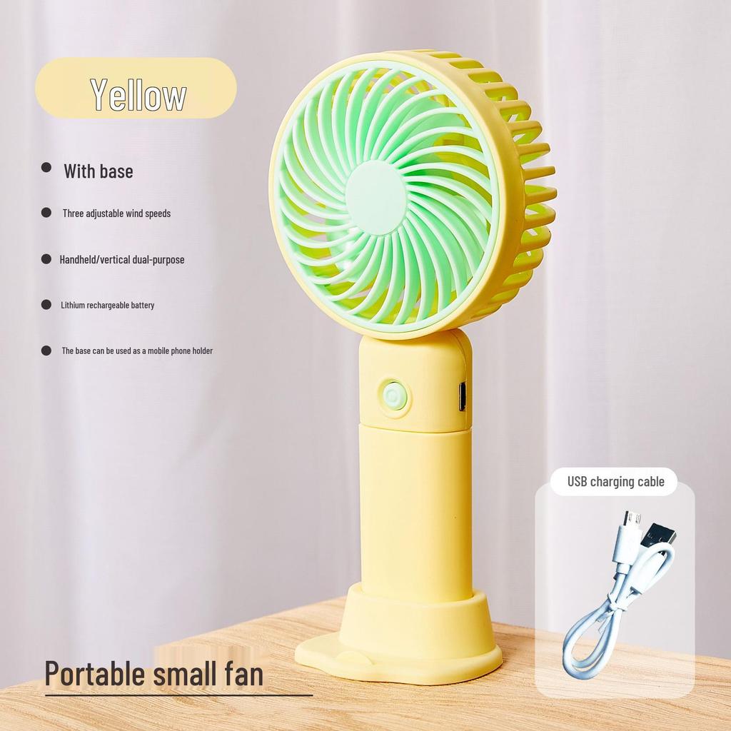 Tragbarer Mini-USB-Akku-Handventilator mit Schreibtischständer - Geschenk für Studenten