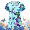 Dámská zdravotní uniforma Animal Butterfly s 3d výstřihem do V. Lékařské uniformy Harajuku ošetřovatelské peelingy Topy Uniforme enfermera Clinic