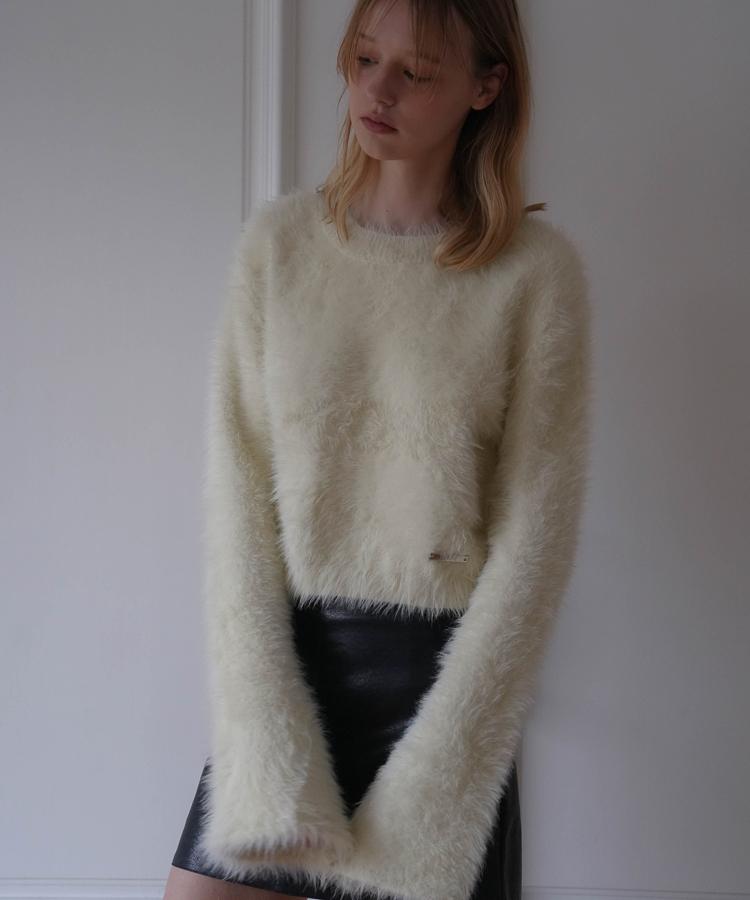 DEHEVE Hairy Flare Sleeve Knit [Cream]