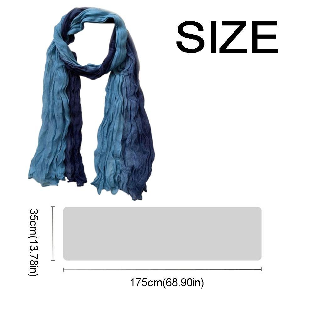 Bohemian Women's Long Pleated Shawl Windproof Warm Gradient Texture Scarf Gradient Color Color-blocked Bandana Shawl Wraps